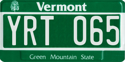 VT license plate YRT065