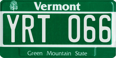 VT license plate YRT066