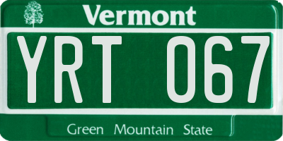 VT license plate YRT067