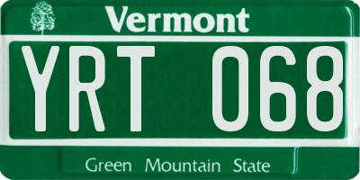 VT license plate YRT068
