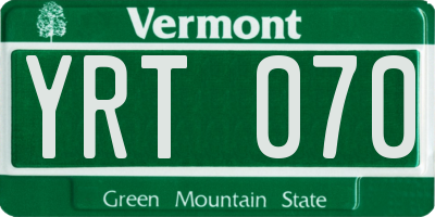 VT license plate YRT070