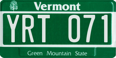 VT license plate YRT071