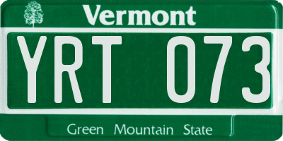 VT license plate YRT073