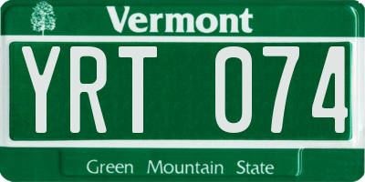 VT license plate YRT074