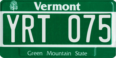 VT license plate YRT075