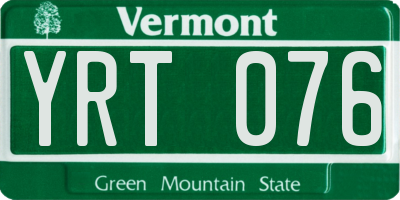 VT license plate YRT076
