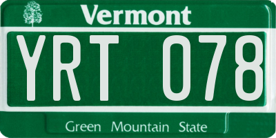 VT license plate YRT078