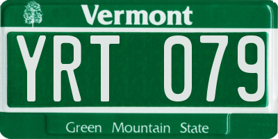 VT license plate YRT079