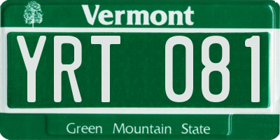 VT license plate YRT081