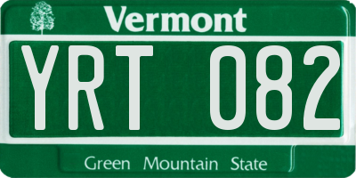 VT license plate YRT082
