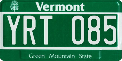 VT license plate YRT085