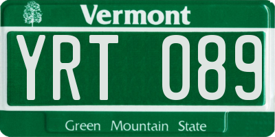 VT license plate YRT089