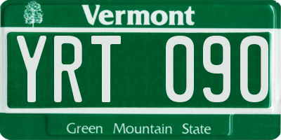 VT license plate YRT090