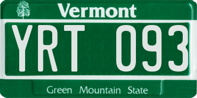VT license plate YRT093