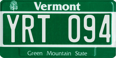 VT license plate YRT094