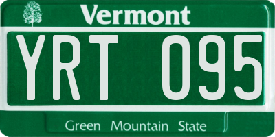 VT license plate YRT095