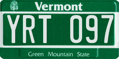 VT license plate YRT097