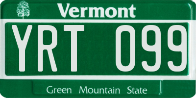 VT license plate YRT099