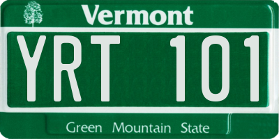 VT license plate YRT101