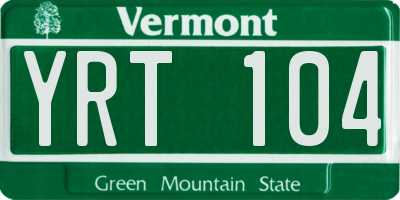 VT license plate YRT104