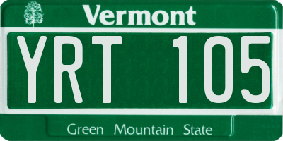 VT license plate YRT105