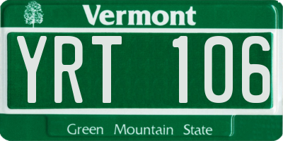VT license plate YRT106