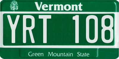 VT license plate YRT108