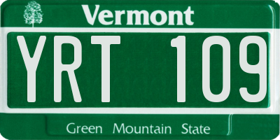 VT license plate YRT109