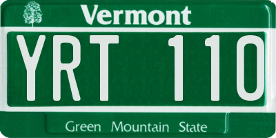 VT license plate YRT110