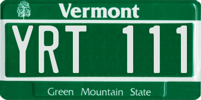 VT license plate YRT111