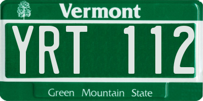 VT license plate YRT112