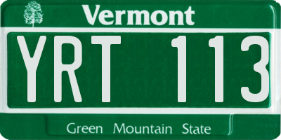 VT license plate YRT113