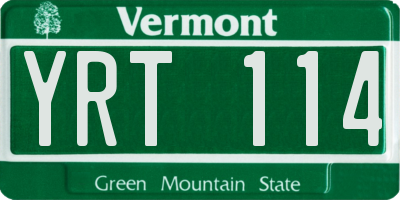 VT license plate YRT114