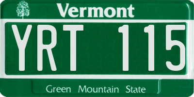VT license plate YRT115