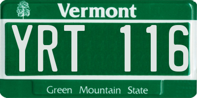 VT license plate YRT116