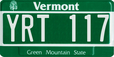 VT license plate YRT117