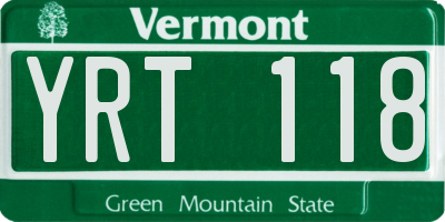VT license plate YRT118