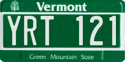 VT license plate YRT121