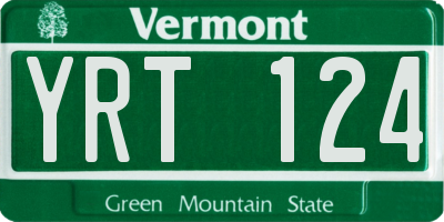 VT license plate YRT124