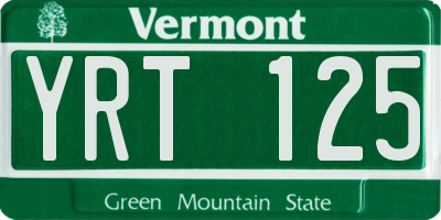 VT license plate YRT125