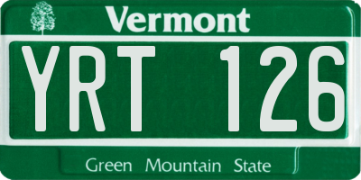 VT license plate YRT126