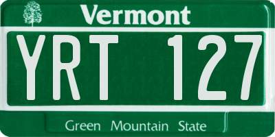 VT license plate YRT127