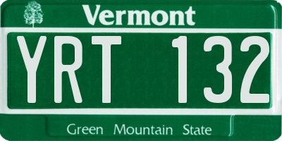 VT license plate YRT132