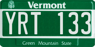 VT license plate YRT133