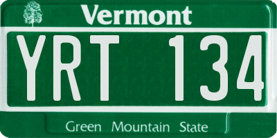 VT license plate YRT134