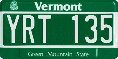 VT license plate YRT135