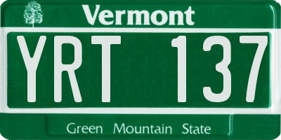VT license plate YRT137