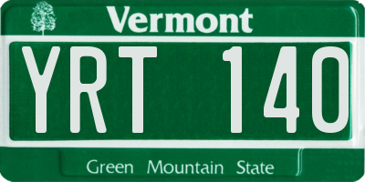 VT license plate YRT140