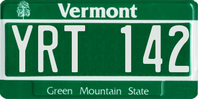 VT license plate YRT142