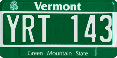 VT license plate YRT143